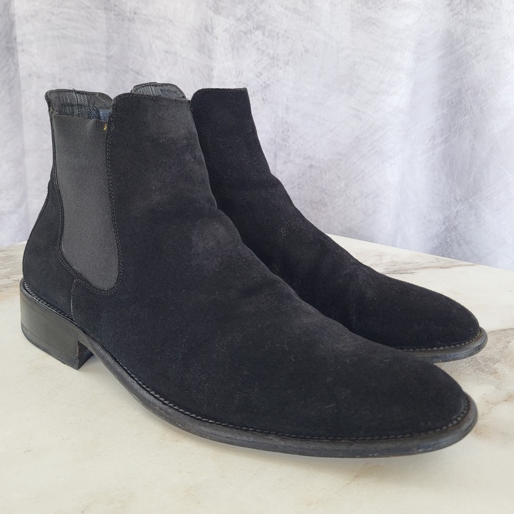 Mario Bruni Black Suede Chelsea Boots Men's 40
